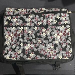 Floral Patterned Women's messenger Bag - Black and White